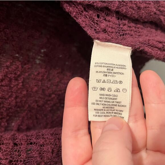 Free People Size XS RUNS LARGE Maroon Open Cardigan Sweater - Picture 5 of 5